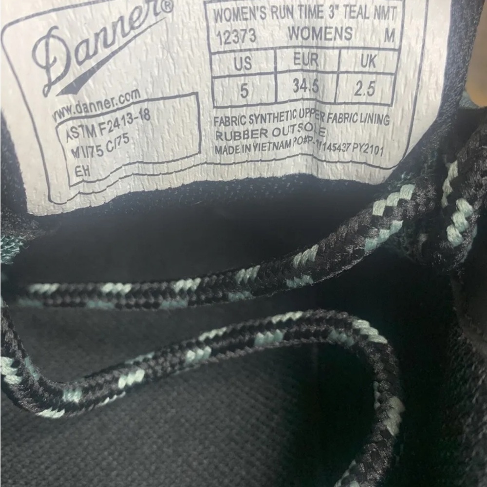 NWT Women’s Danner Run Time 3” Teal NMT Safety Toed Work Shoes Sz‎ 5 - Picture 6 of 8